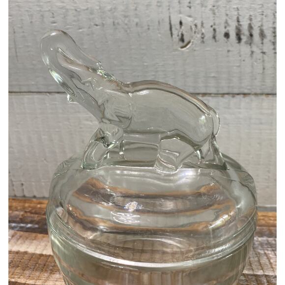 Vintage 1930s Jeannette Depression Glass Elephant Powder Box Trinket Dish w/ lid - Picture 7 of 12